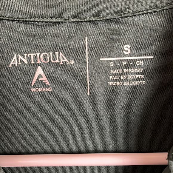 Antiqua Womens Golf Shirt Polo Small Green White Short Sleeve Collar 2 Button - Picture 3 of 5